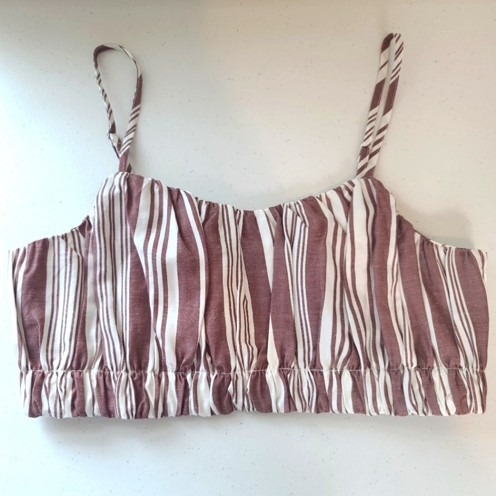 H&M x LemLem Striped Crop Linen Beachy Coastal Crop Top - Picture 4 of 9